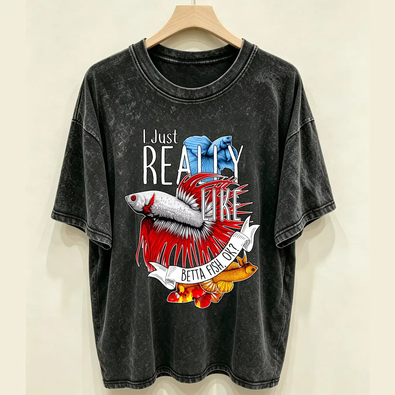 washed T Shirt Betta Fish Funn - Aquarium Fish Keeping review and price