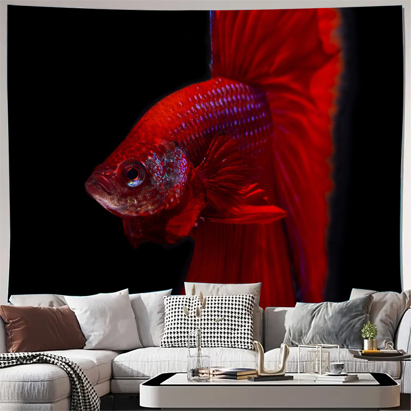 Vibrant Red Betta Fish Tapestr - Aquarium Fish Betta review and price