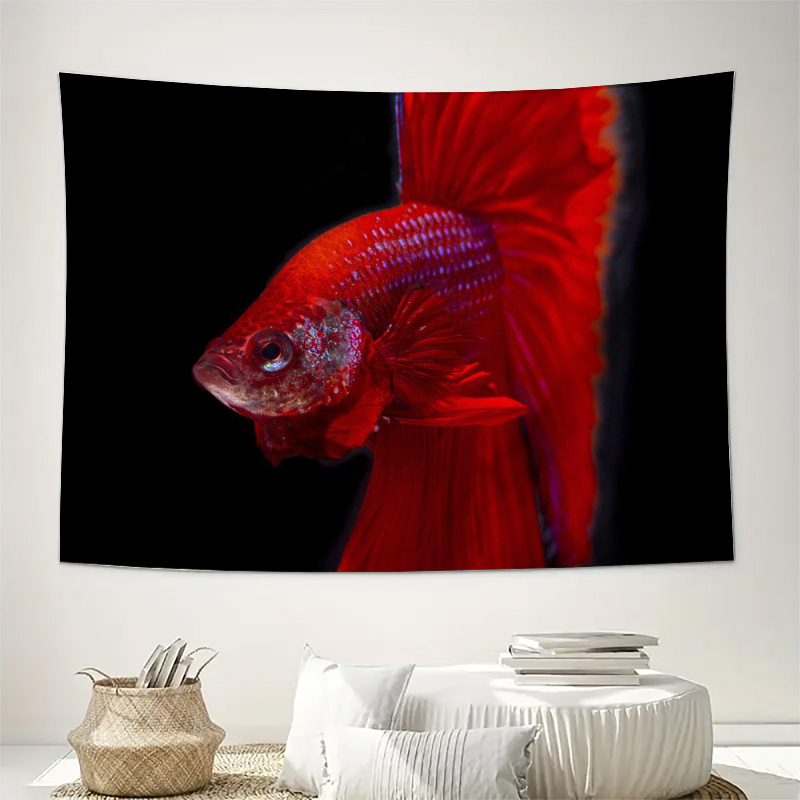 Vibrant Red Betta Fish Tapestr - Aquarium Fish Betta review and price