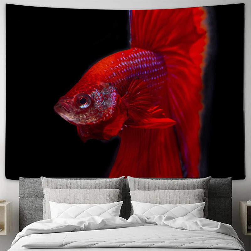 Vibrant Red Betta Fish Tapestr - Aquarium Fish Betta review and price